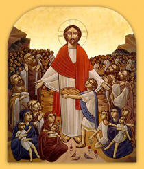Coptic Icon - Christ Feeding the Multitudes