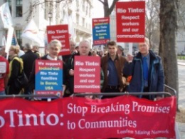 Church groups in Rio Tinto protest