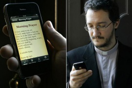 Fr Padrini with mobile iBreviary