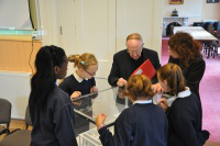 Pupils with Bishop Colm O'Reilly