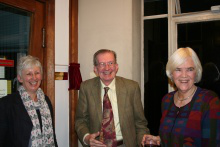l-r: Susan O’Brien, Professor Nicholas Lash,  Janet Lash at plaque unveiling