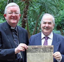 Archbishop Longley with Peter Jennings and the original 1962 paper - pic taken by Archbishop Nichols
