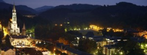 Lourdes at night from the air
