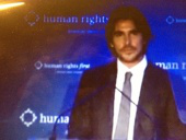 Christian Bale at presentation - screen shot