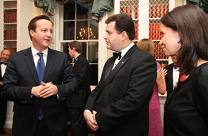 l-r PM David Cameron,Anthony Bailey, Grand Magistral Delegate for Inter-Religious Relations, HSH Princess Marie-Therese von Hohenberg, Mrs Anthony Bailey.