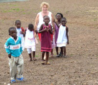 Miriam Mason-Sesay with some pupils