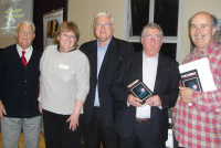   l-r Bruce Kent, Ellen Teague, Fr Peter Hughes, Fr Sean McDonagh, John Vidal