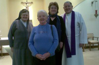  In St Peter Chapel, Sr Ann Hoskison FMA, Sr Sheila Moloney DMJ, Ellen Teague, Fr Jim Hurley. 