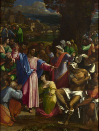 The Raising of Lazarus by Sebastiano del Piombo 1517-19.   First painting in National Gallery collection