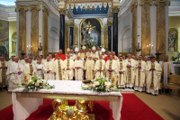 Clergy assembled for 150th Anniversary Mass at St Peter's