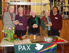 L-R: Stewart and Ann Hemsley, Susan Clarkson, Alison Williams and Jose Henrique from Pax Christi International