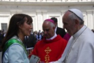 Catherine Wiley with Pope Francis