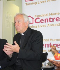 Archbishop Nichols speaking earlier at Cardinal Hume Centre