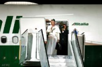 Pope Francis boarding plane in Rio