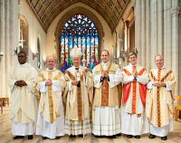 Archbishop Peter Smith with Fr Samuel, Fr Valentine, Fr Stephen, Fr Thomas and Fr Leonard. 