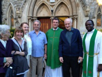 Supporters Winifred Patterson, Breda Williams, Nora & John Swift, & Gerry Kirby with Fr Albert & Fr Denis at Our Lady Help of Christians