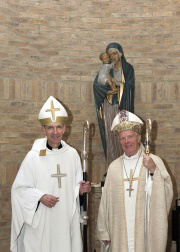 Abbot Luke Jolly (left) with Bishop Kieran Conry after the Blessing.