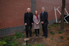 Archbishop Nichols, Pam Orchard, Simon Bartley at tree planting