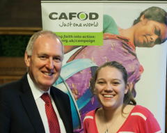 Paul with Ffion Roberts at a CAFOD event for young people in Parliament, February 2013.
