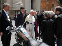 Pope receives the Harley-Davidson 
