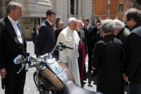 Pope receives the Harley-Davidson 