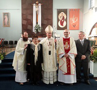 Br Paul Coleman, Archbishop Peter,  Br Martin and his parents 