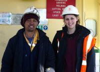 Bryony Watson (right) with crewman
