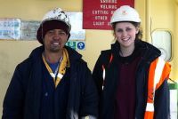 Bryony Watson (right) with crewman