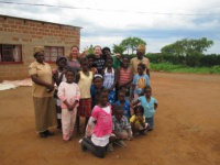 Ladislaya and Florence with group at St Francis, Livingstone