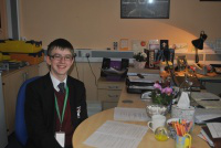 (Correction) MR Peter Brocklehurst at the head teacher's desk
