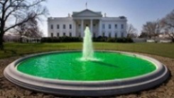 White House fountain green on St Patrick's Day