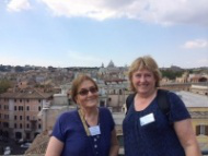 Jo and Ellen on roof of Santa Croce
