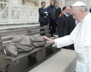 Pope Francis with 'Homeless Jesus'