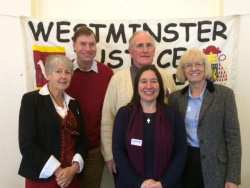 l-r: Barbara Kentish, John Hills, Fr Joe Ryan, Collette Joyce, Helen O'Brien