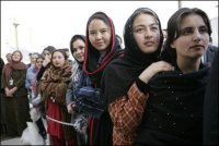 Women outside US embassy  Kabul  2006 - Wiki image