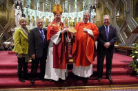 Bishop Philip Pargeter, Fr John Cross with St Peter's J& P reps