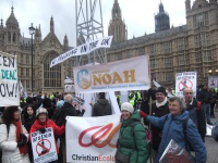 Campaigners outside parliament