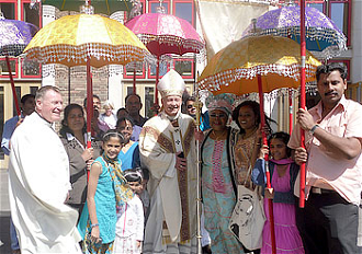 Syro-Malabar parishioners with Archbishop Peter Smith at last year's Migrants Mass in Southwark