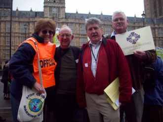 Campaigners outside Houses of Parliament