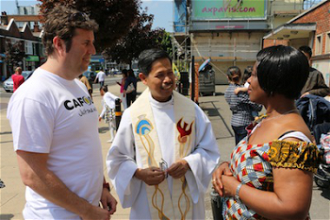 Fr Edwin with CAFOD supporters