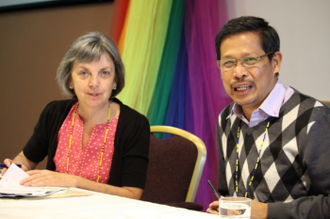 Pat Gaffney of Pax Christi with Fr Edwin Gariguez