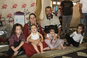 Family in Erbil refugee camp