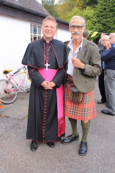 Bishop John Keenan with Calum MacFarlane-Barrow founder of Craig Lodge Community