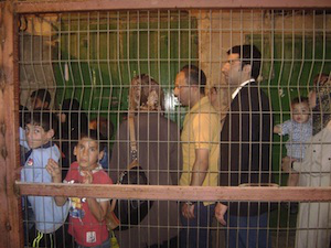 Palestinians waiting to go through Ibrahimi Mosque checkpoint