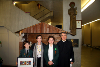  L-R: Olin Davies, Sophie D'Souza, Isabella Ciavola Mooney, Fr Alexander Bevan (School Chaplain)