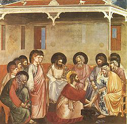 Giotto: Jesus reasons with St Peter before washing his feet Scrovigni Chape, Padual 