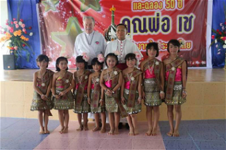 Fr Mike and Bishop Joseph with the dancers