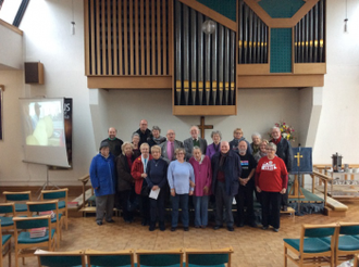 Jackie Marsh is fourth from left along back row and Jane and Jim are at end of front row on right (in the T shirts).