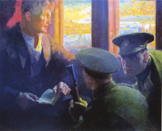 The Conchie - a conscientious objector under arrest, by Arthur W Gay. The Pace Museum, Bradford