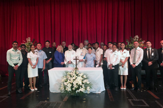 Crew with Bishop Joseph Kalathiparambil